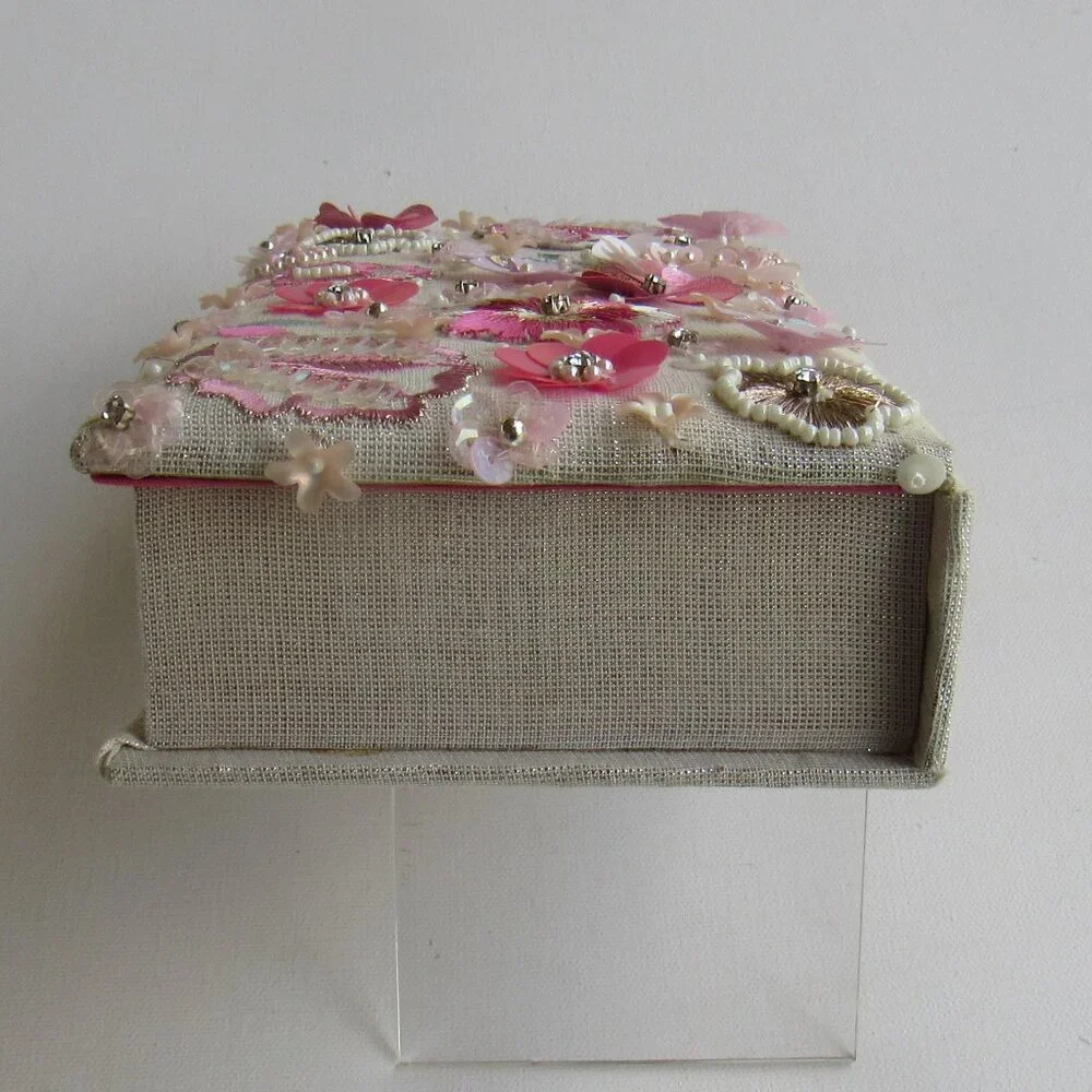 Floral Embellished Fabric Decorated Keepsake/Jewelry/Treasure /Organizer Box